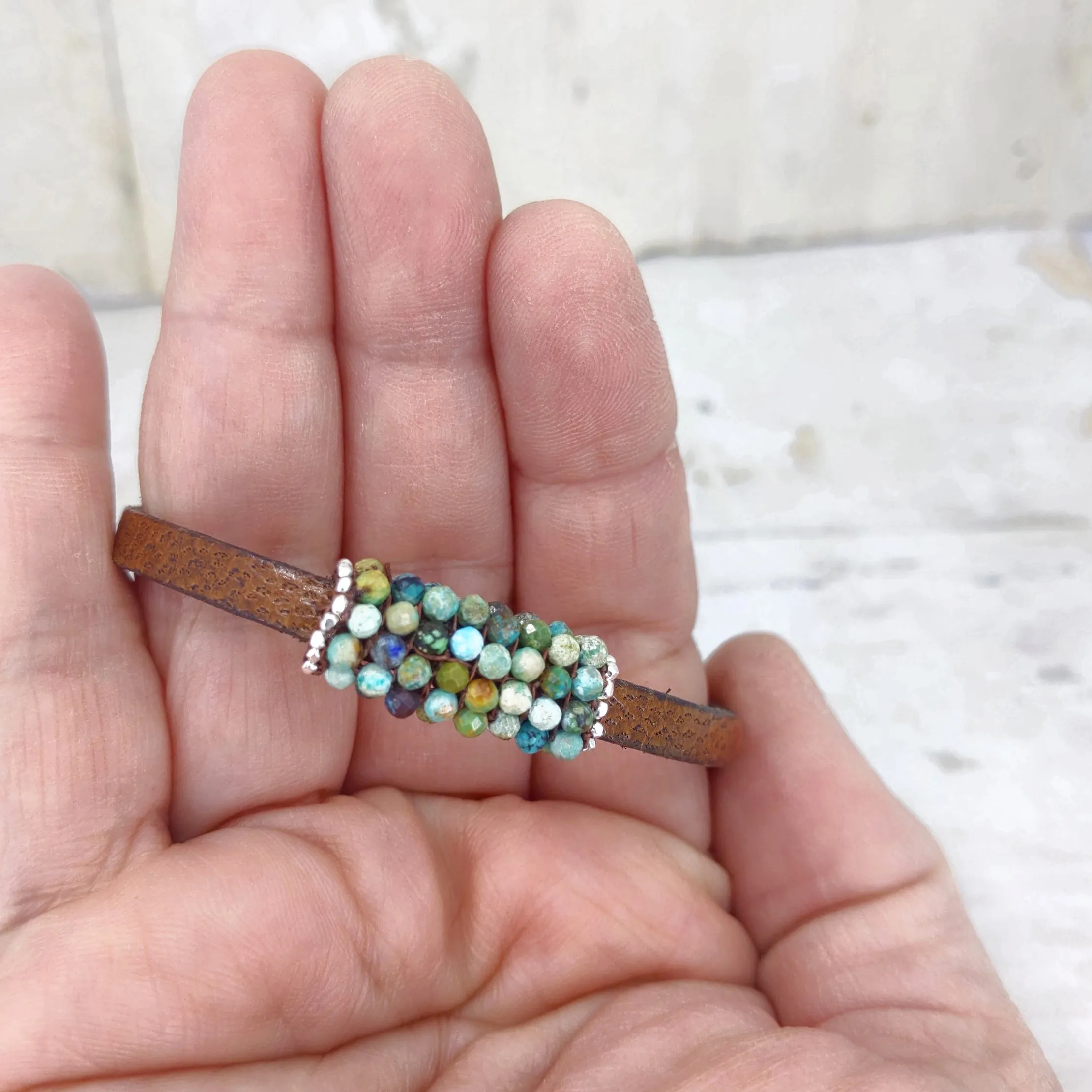 Slim Dandy Turquoise and Leather Bracelet
