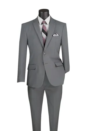 Slim Fit 2 Piece 2 Button Business Suit (Medium Gray) S-2PP