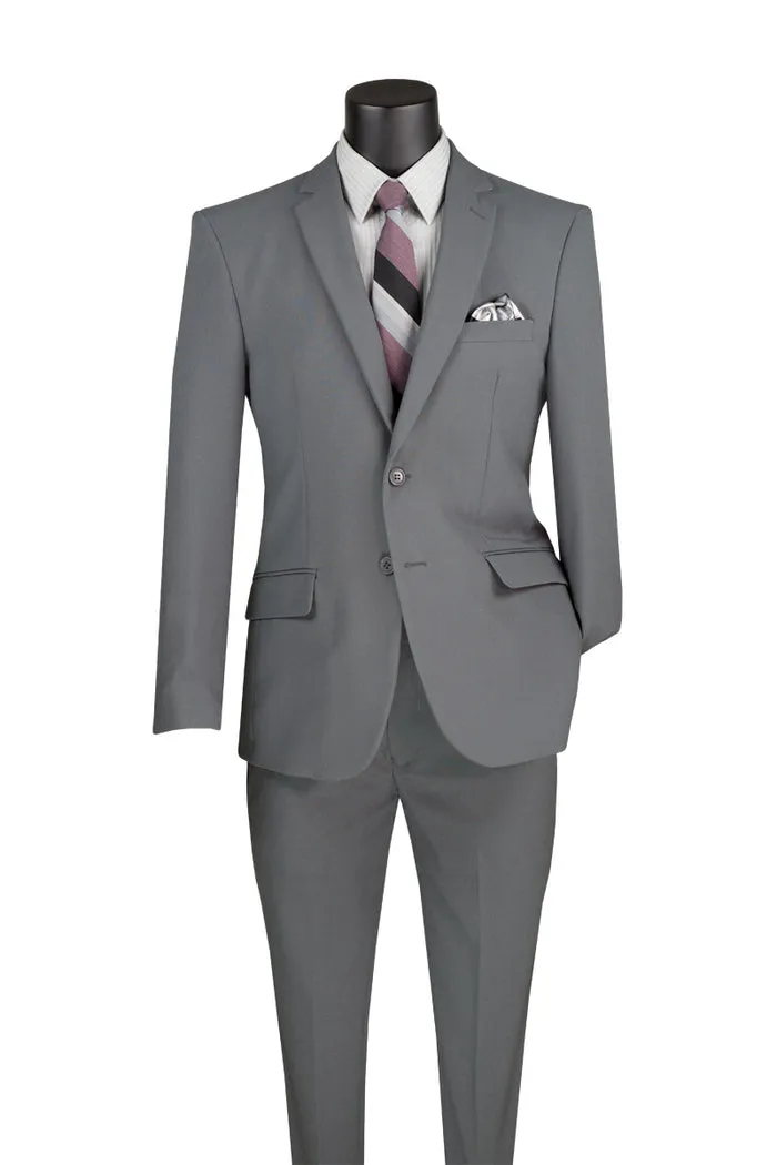 Slim Fit 2 Piece 2 Button Business Suit (Medium Gray) S-2PP