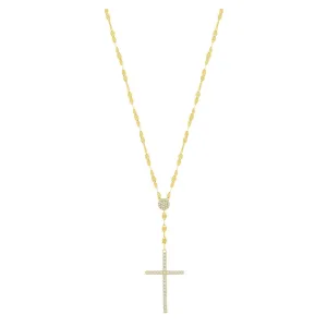 Sparkle Cross Drop Flat Mirror Chain Necklace