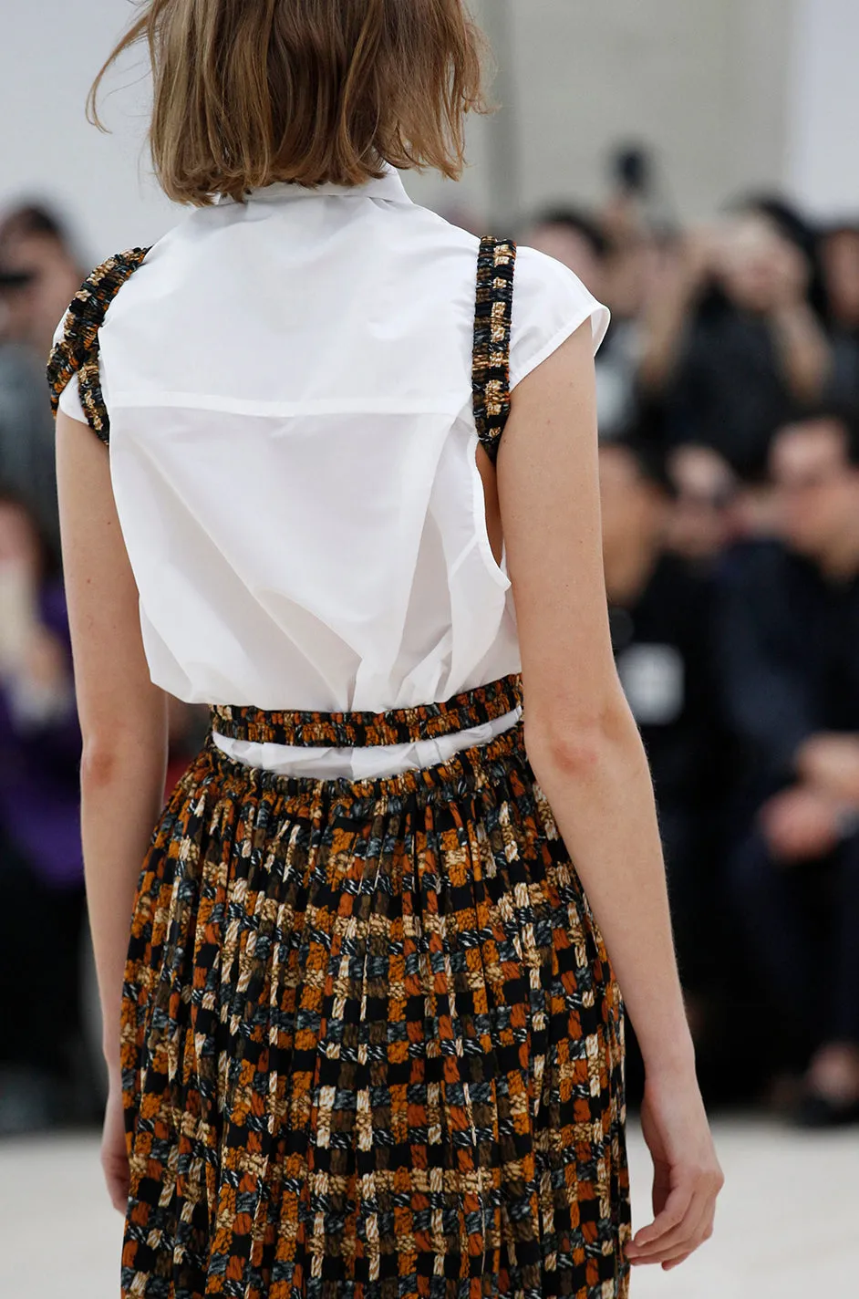 Spring 2017 Celine by Phoebe Philo Runway Basket Weave Print Open Cut Out Jersey Dress