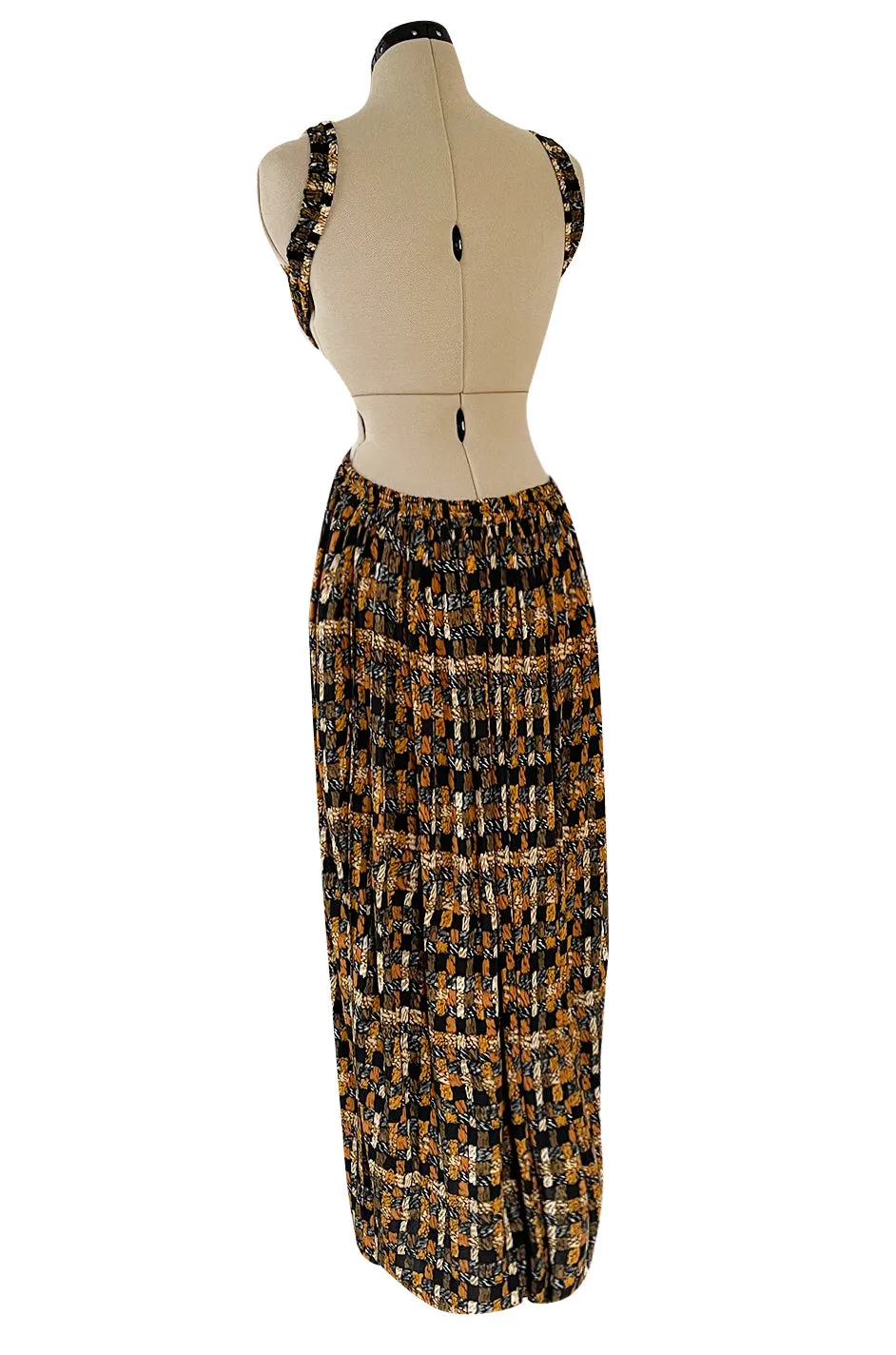 Spring 2017 Celine by Phoebe Philo Runway Basket Weave Print Open Cut Out Jersey Dress