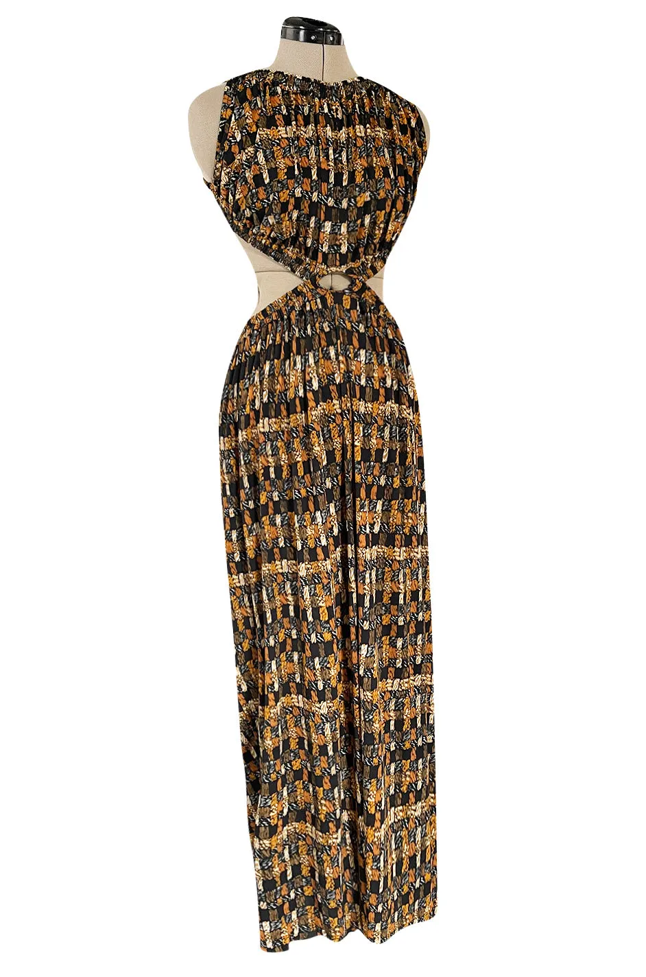 Spring 2017 Celine by Phoebe Philo Runway Basket Weave Print Open Cut Out Jersey Dress