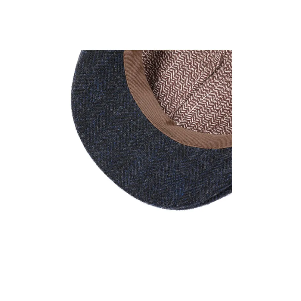 Stetson - Texas Wool Herringbone - Sixpence/Flat Cap - Black/Blue
