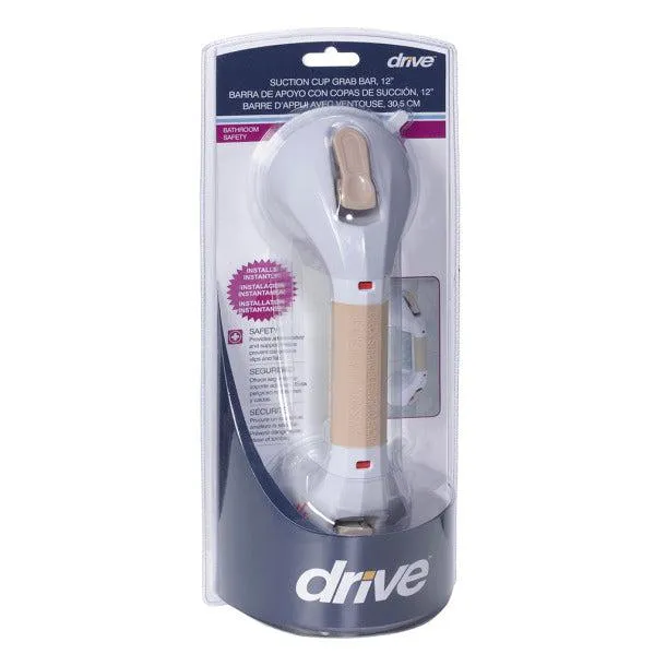 Suction Cup Grab Bar, 12" White and Beige