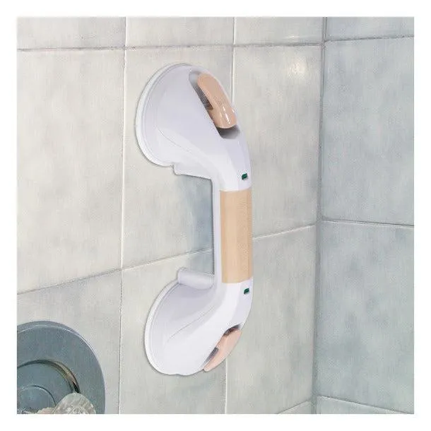 Suction Cup Grab Bar, 12" White and Beige