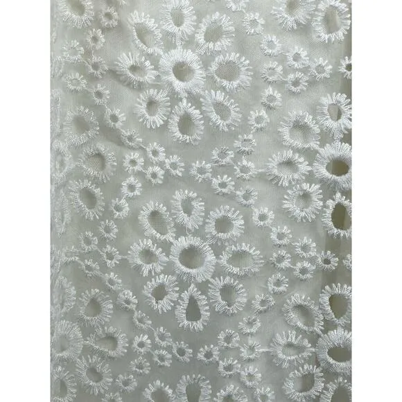 Sue Wong White Eyelet Illusion Bodice Fit &amp; Flare Party Dress 4 Cocktail Wedding