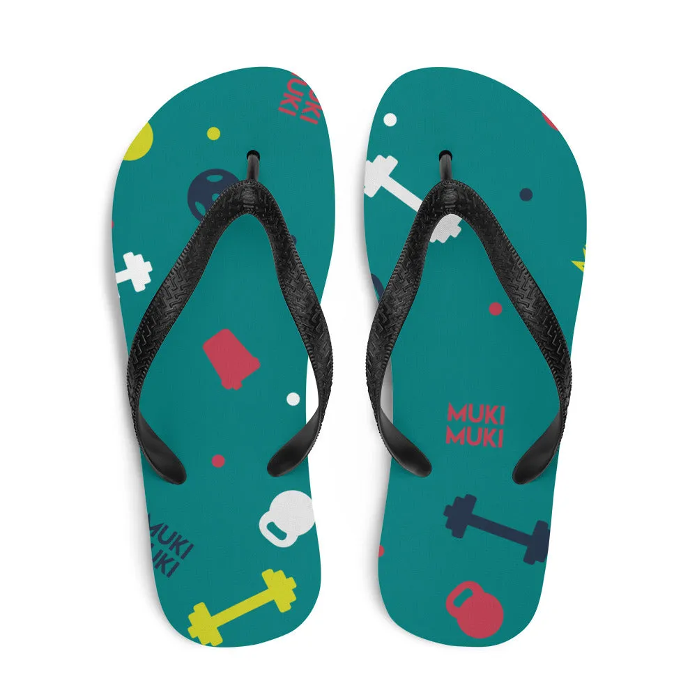 Teal Gym Stuff Flip-Flops