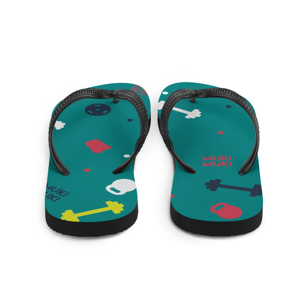 Teal Gym Stuff Flip-Flops