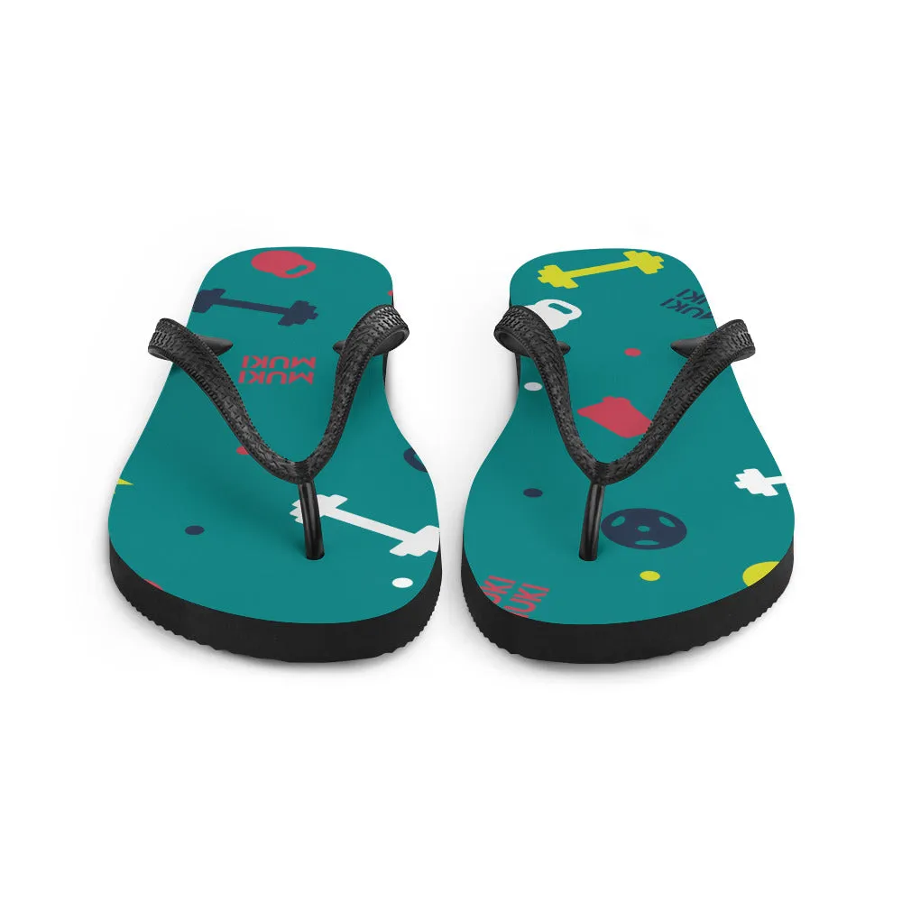 Teal Gym Stuff Flip-Flops