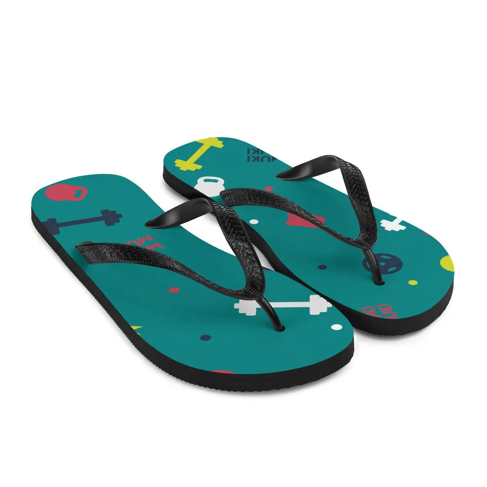 Teal Gym Stuff Flip-Flops