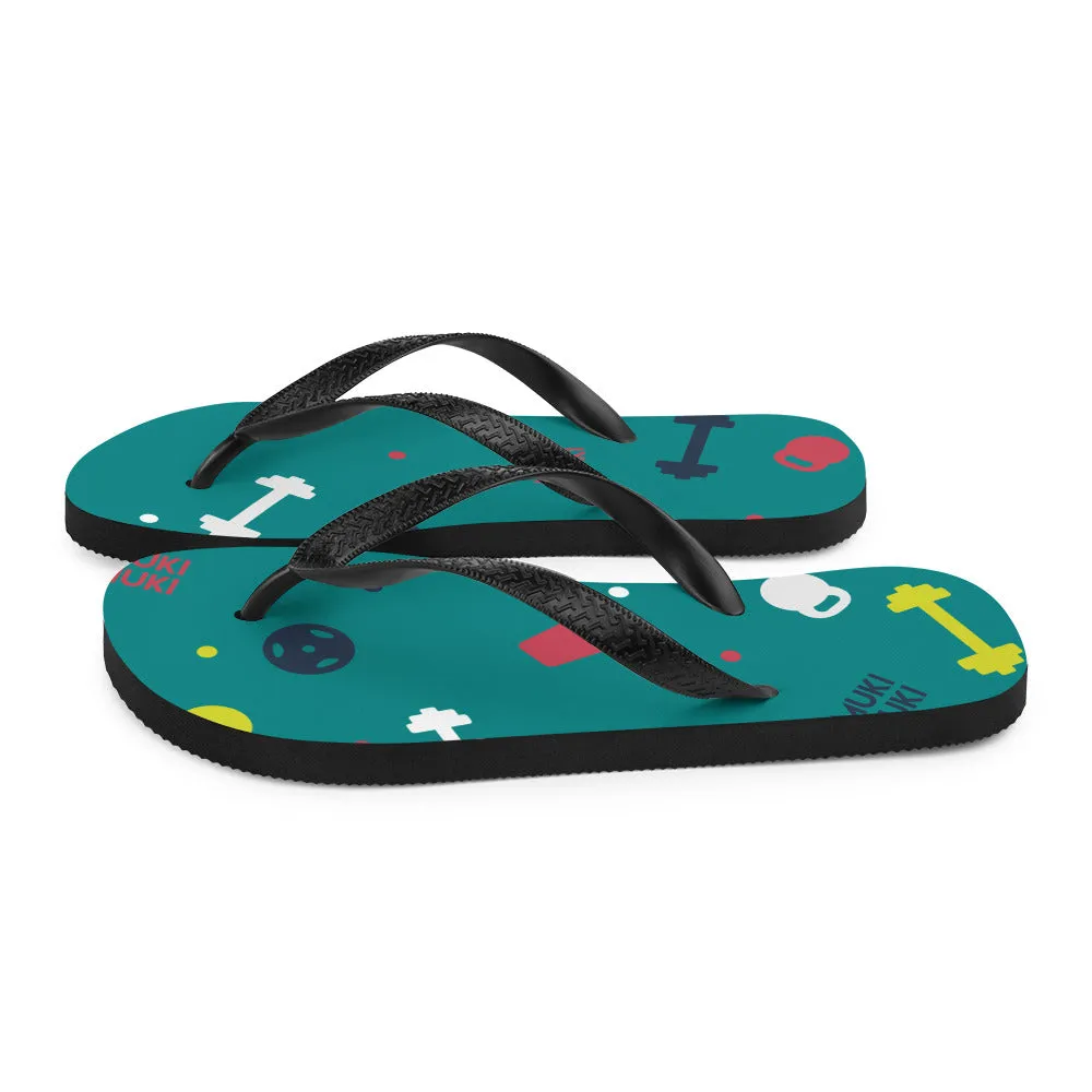 Teal Gym Stuff Flip-Flops