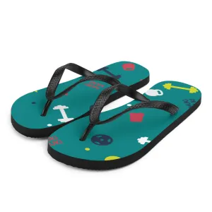 Teal Gym Stuff Flip-Flops