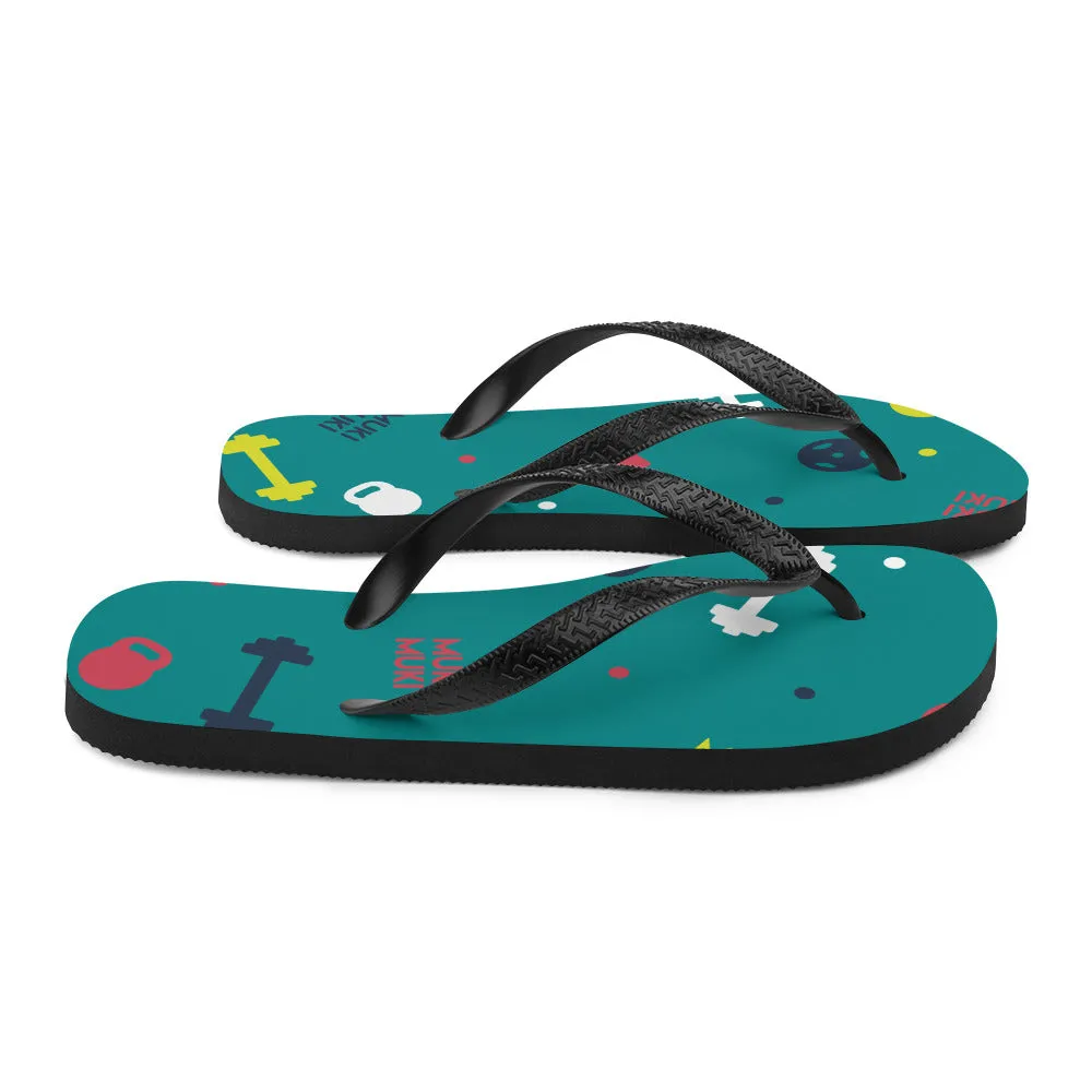 Teal Gym Stuff Flip-Flops