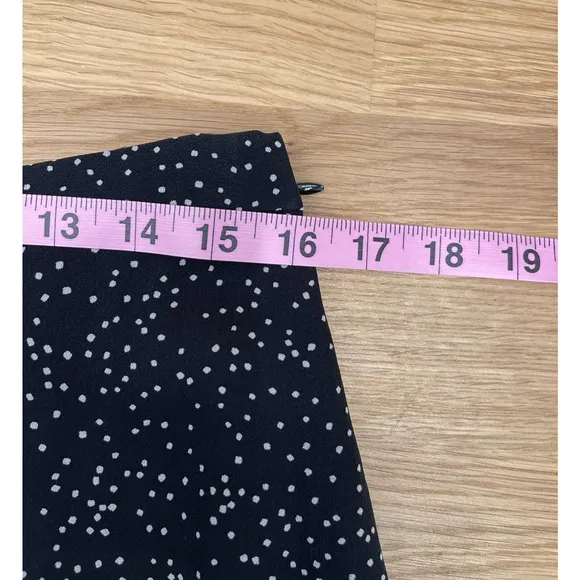 Theory Silk Drape Maxi Skirt Womens Size 10 Black White Dot Asymmetric Flowy