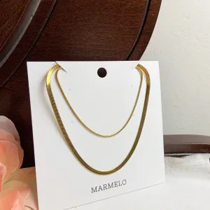 Thick   Thin 18K Gold Plated Flat Snake Chain Layered Necklace Set