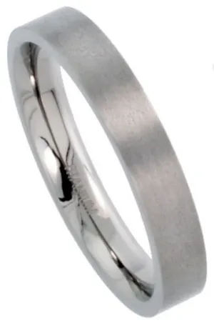 Titanium Wedding Band Comfort Fit Ring 4mm Width Pipe Flat Matte Finish Polish Men / Womens Sz 4 5 6 7 8 9 10 11 12 13 14 15 and Half Sizes