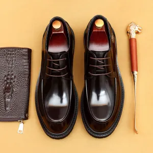 Top Layer Cowhide Men's Leather Shoes British Casual Leather Shoes Men's Business Formal Wear Derby Leather Big Head Patent Leather Shiny Shoes23552
