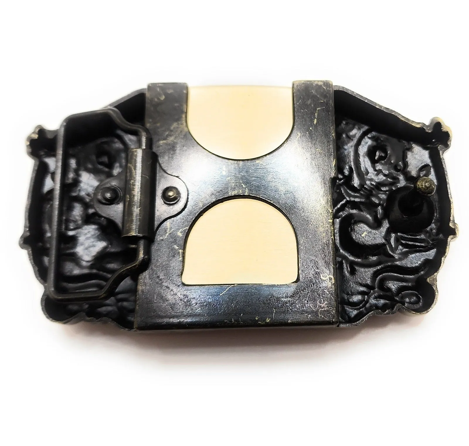 Triple Dragons Lighter Belt Buckle and Vegan Leather Belt