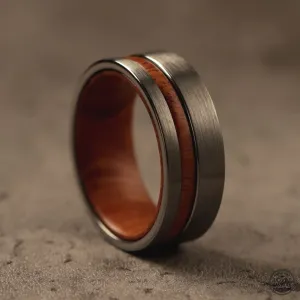 Tungsten Ring With Koa Wood Inlaid (8mm Width)