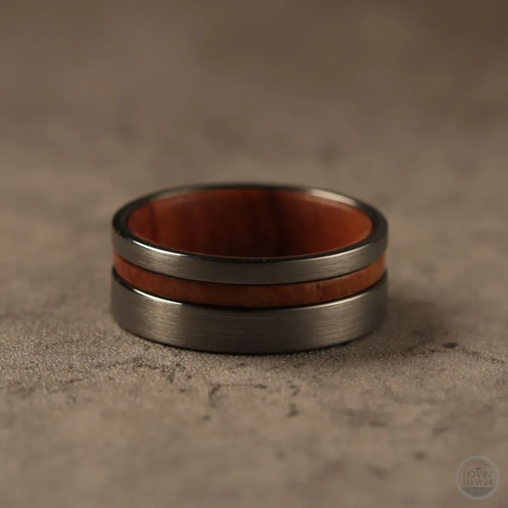 Tungsten Ring With Koa Wood Inlaid (8mm Width)