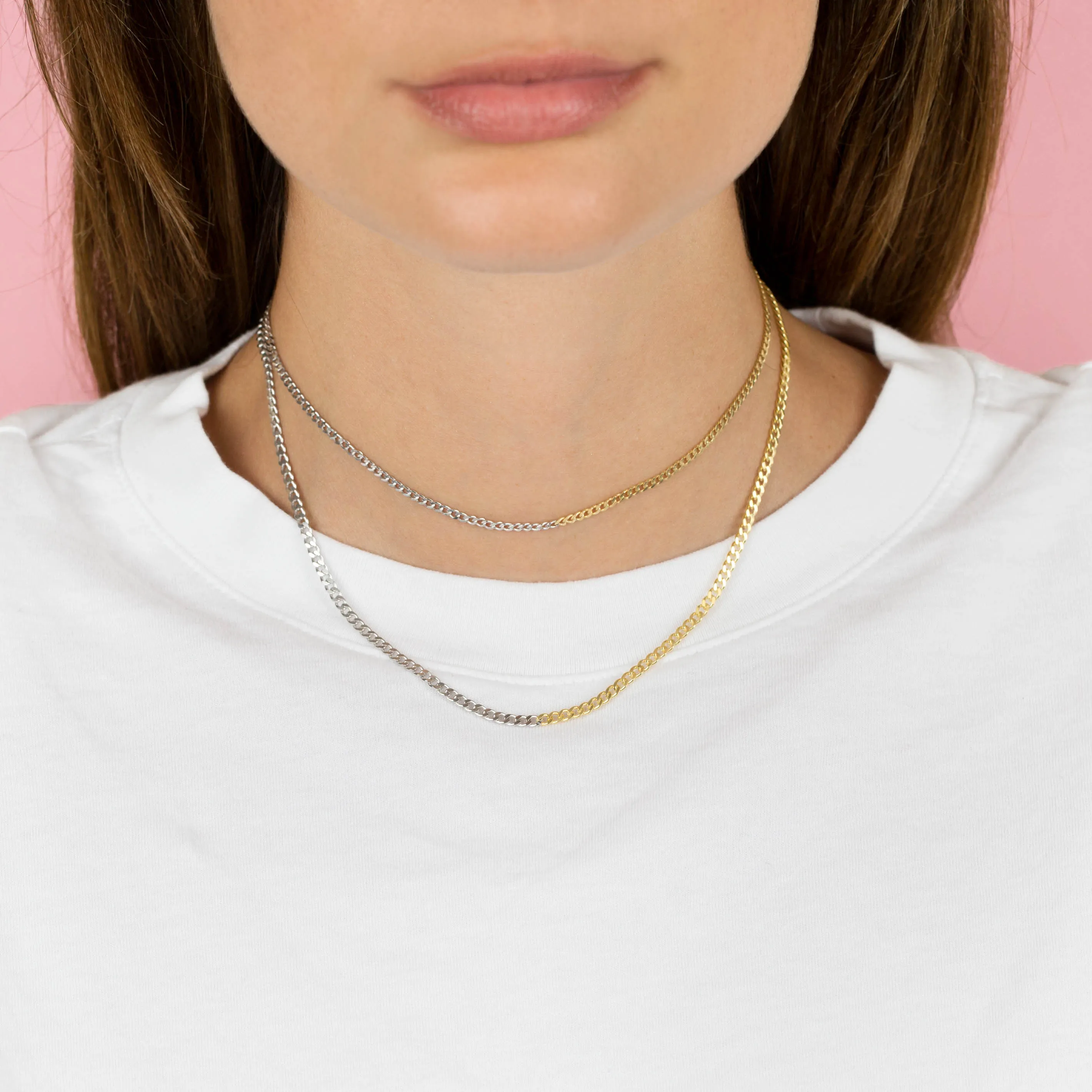 Two Tone Flat Curb Necklace