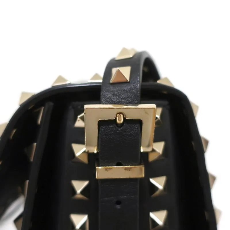 Valentino Rockstud Flap Shoulder Bag Black Leather