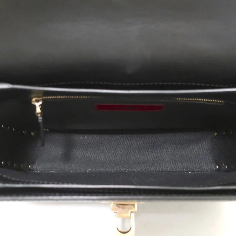 Valentino Rockstud Flap Shoulder Bag Black Leather