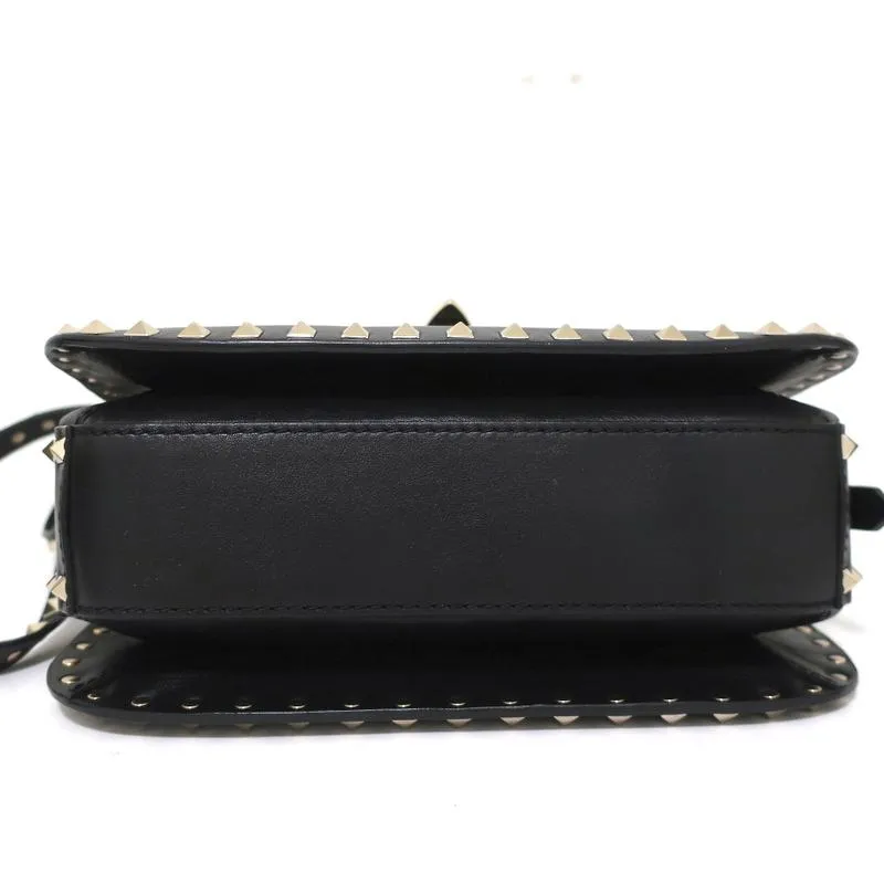 Valentino Rockstud Flap Shoulder Bag Black Leather