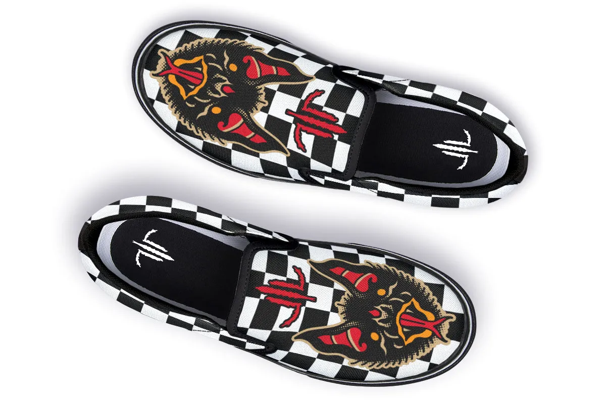 Vampire Bats Checkered Slip On Shoes