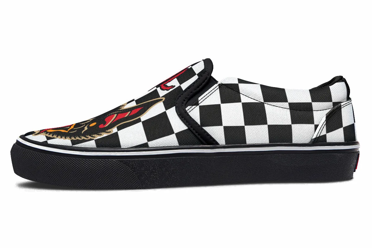 Vampire Bats Checkered Slip On Shoes