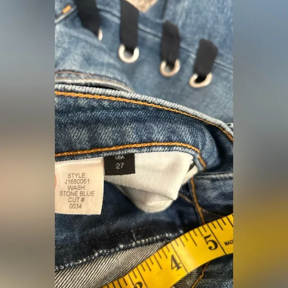 Veronica Beard Ines 10.75&quot; Girlfriend Lace Up High Rise Jeans Size 27 Cropped