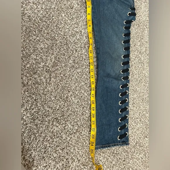 Veronica Beard Ines 10.75&quot; Girlfriend Lace Up High Rise Jeans Size 27 Cropped