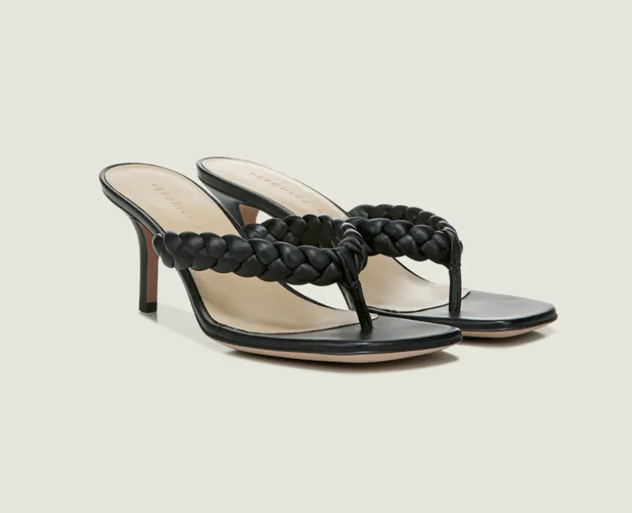 Veronica Beard - Marissa Kitten-Heel Braided Sandal - Black