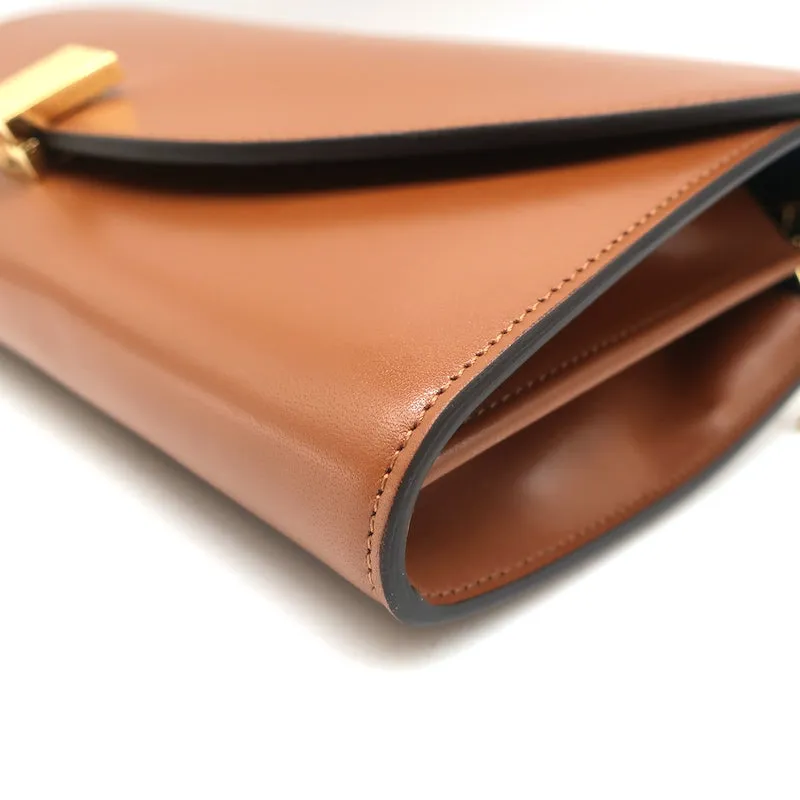 Victoria Beckham Half Moon Wallet on Chain Brown Leather Small Shoulder Bag