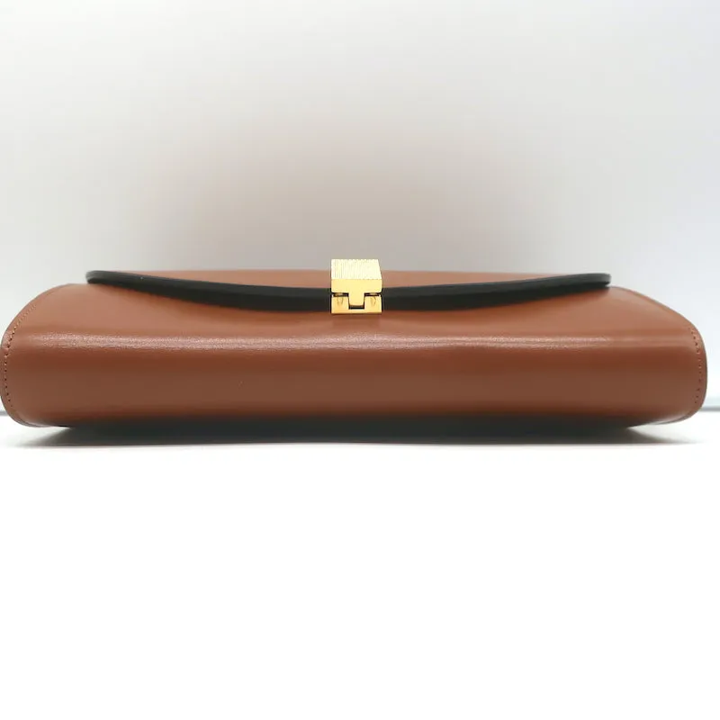 Victoria Beckham Half Moon Wallet on Chain Brown Leather Small Shoulder Bag