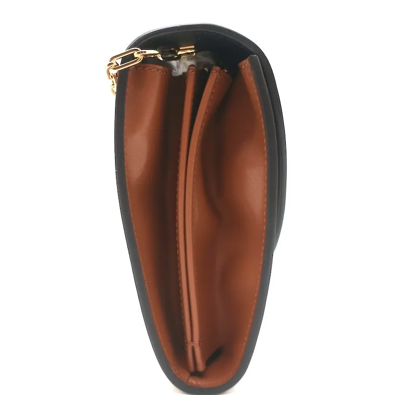 Victoria Beckham Half Moon Wallet on Chain Brown Leather Small Shoulder Bag