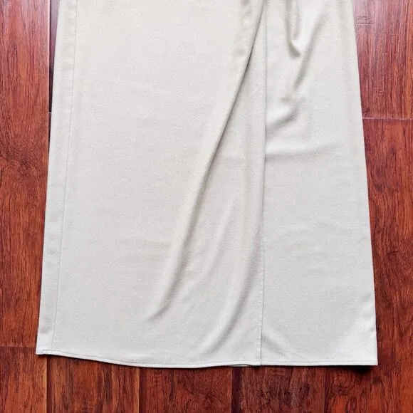 VINCE Italian Wool Blend Skirt Corpcore Modest Beige Front Twist Knot Sz 8