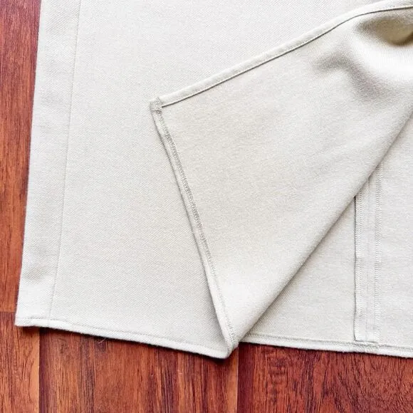 VINCE Italian Wool Blend Skirt Corpcore Modest Beige Front Twist Knot Sz 8