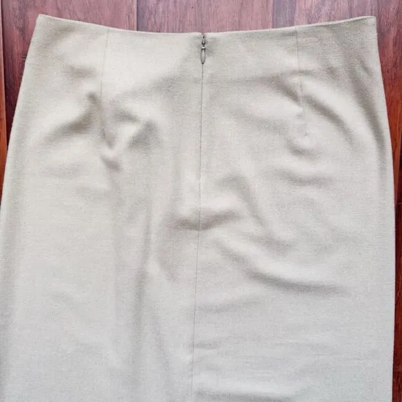 VINCE Italian Wool Blend Skirt Corpcore Modest Beige Front Twist Knot Sz 8