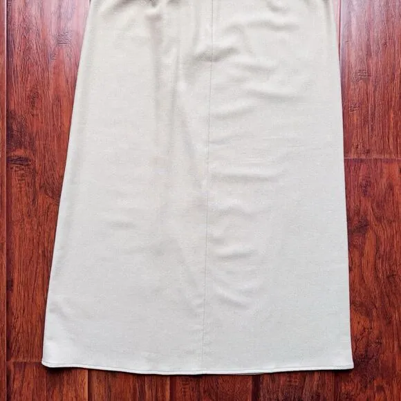 VINCE Italian Wool Blend Skirt Corpcore Modest Beige Front Twist Knot Sz 8