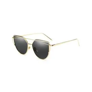 Vintage Crossbar Flat Lens Sunglasses - Golden grey