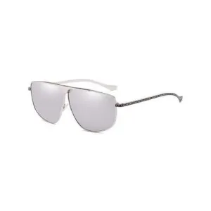 Vintage Metal Full Frame Flat Lens Sunglasses - Platinum