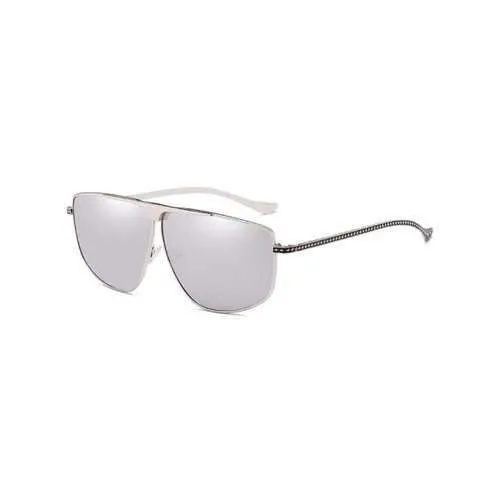 Vintage Metal Full Frame Flat Lens Sunglasses - Platinum