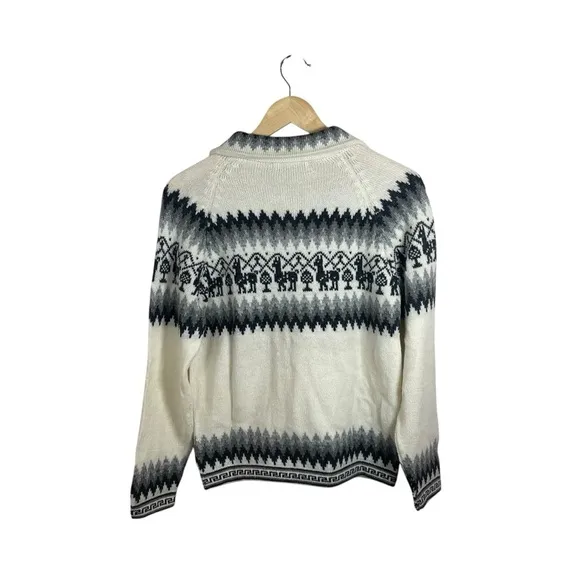 VINTAGE Peruvian Alpaca Wool Full Zip Eclectic Sweater Size S