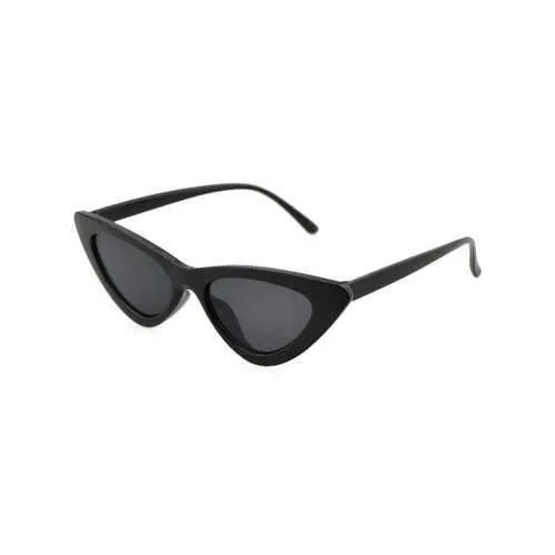 Vintage Plastic Frame Flat Lens Catty Sunglasses - Dark Slate Grey