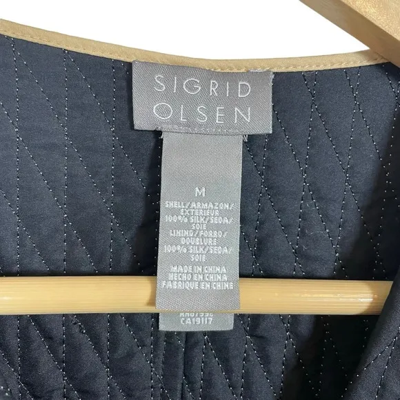 VINTAGE Sigrid Olsen Silk Quilted Open Jacket in Yellow Size M