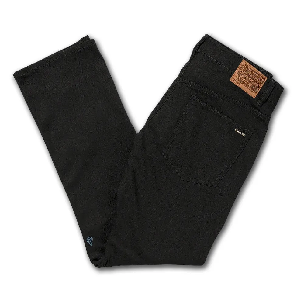 VOLCOM SOLVER DENIM 16'' LEG MODERN FIT BLACK ON BLACK