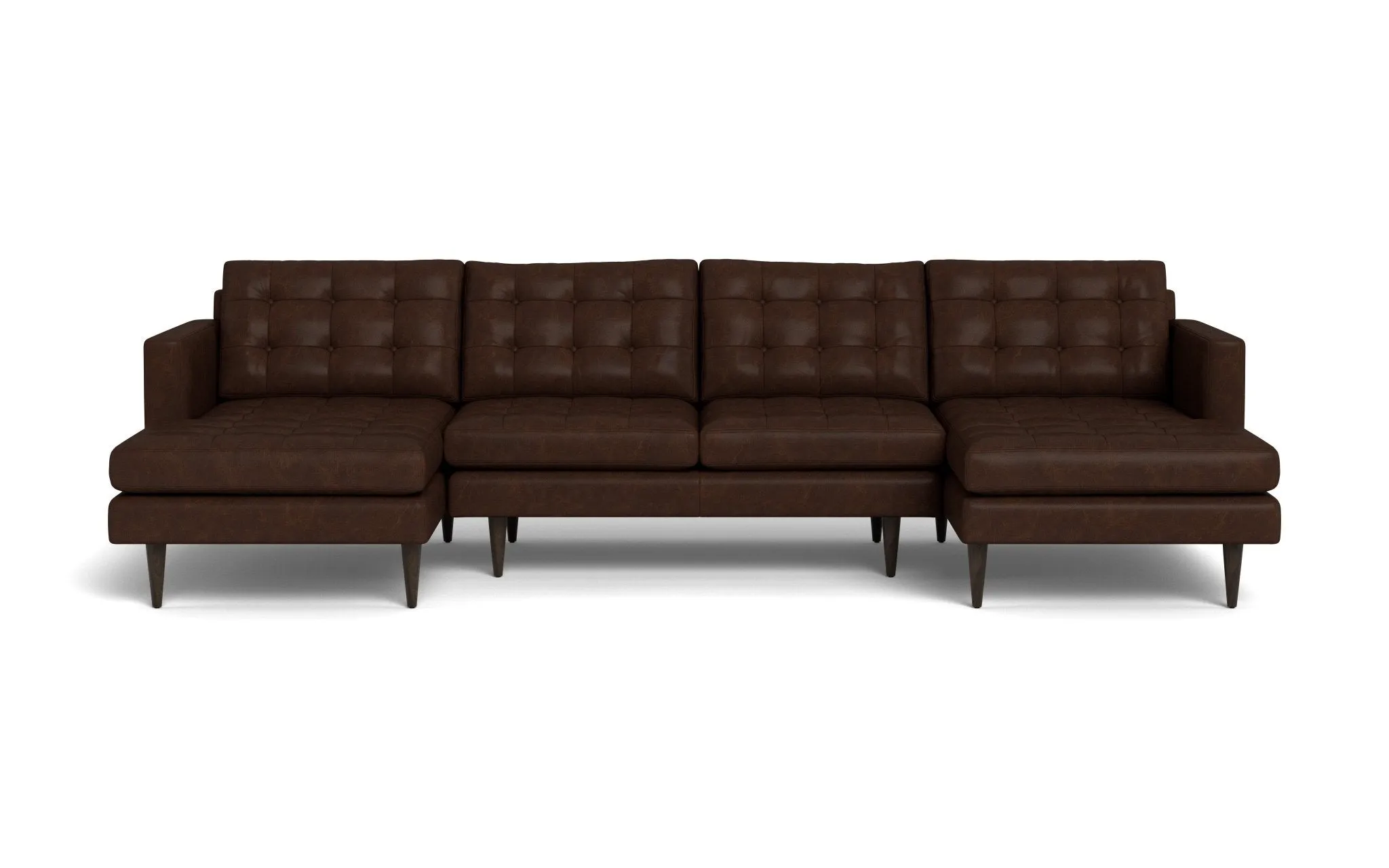 Wallace 126" Leather Double Chaise U Sectional