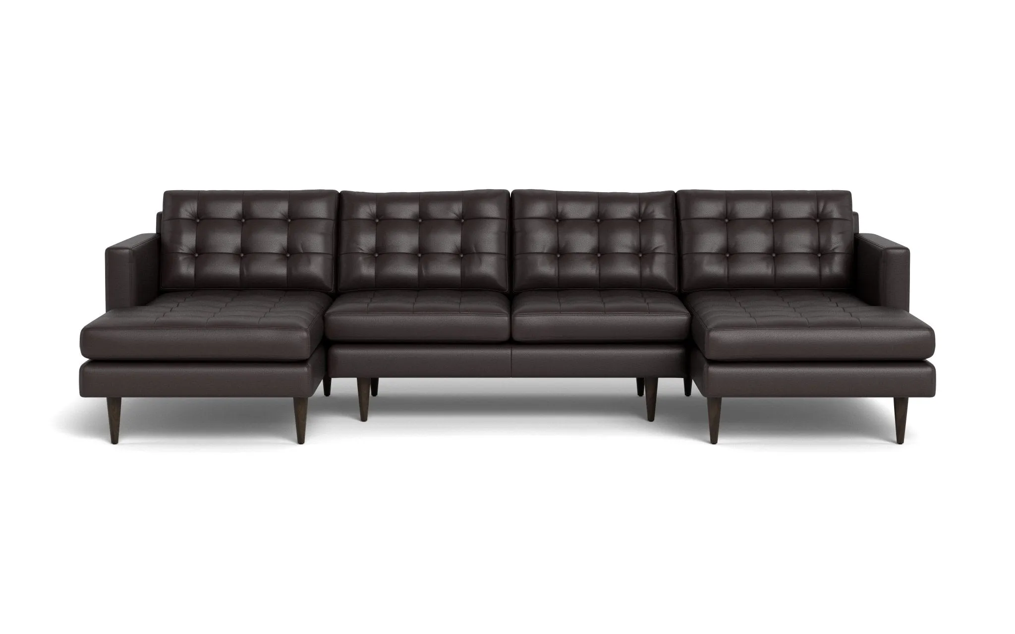 Wallace 126" Leather Double Chaise U Sectional